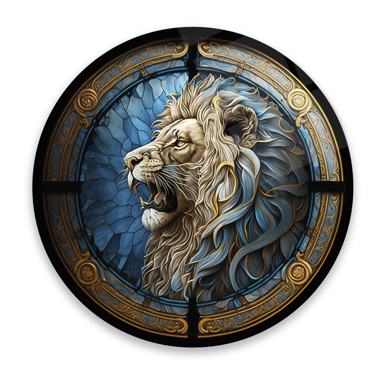 Aslan Yuvarlak Cam Tablo