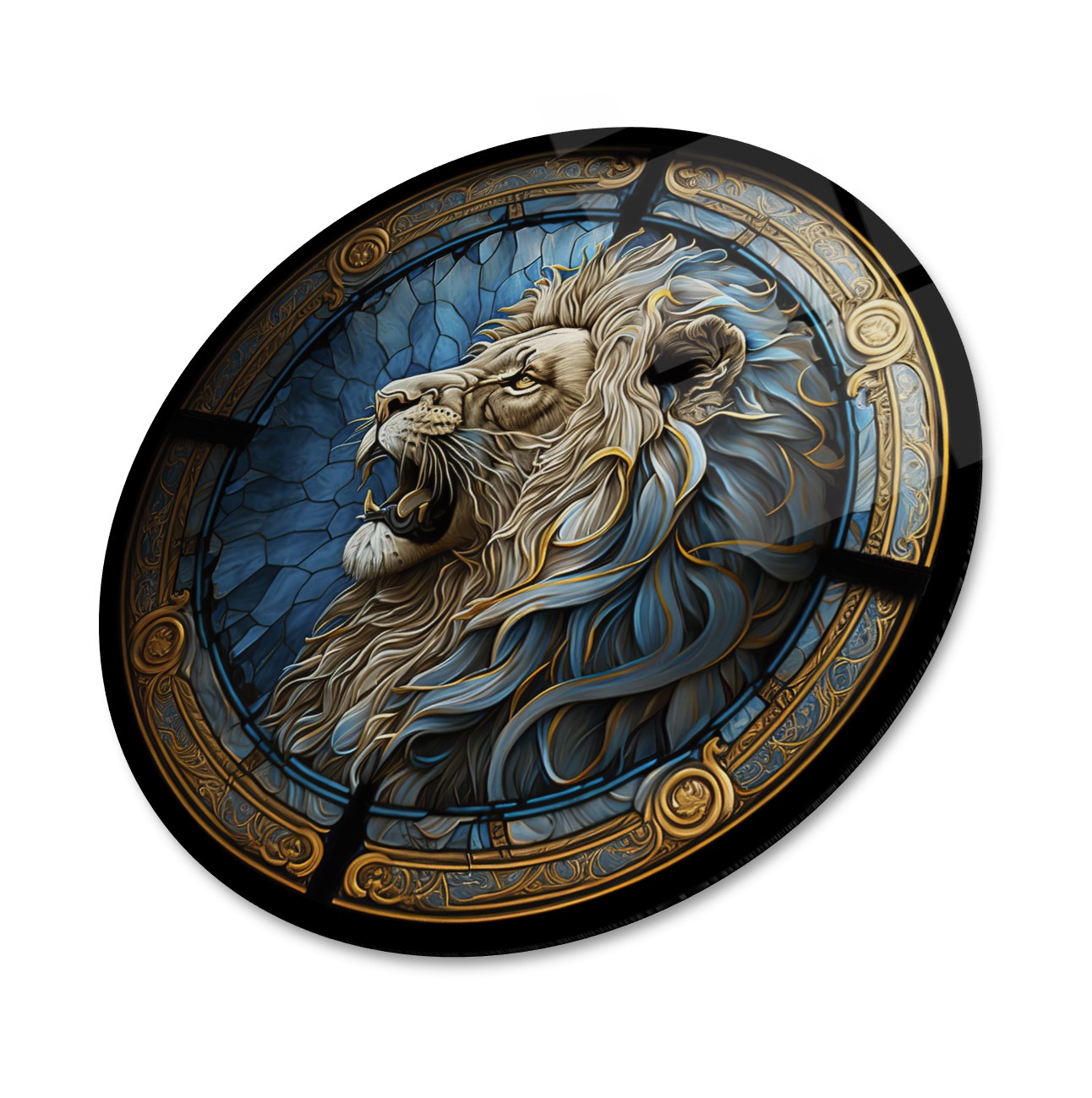 Aslan Yuvarlak Cam Tablo