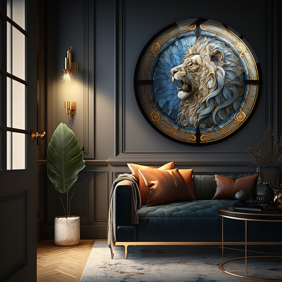 Aslan Yuvarlak Cam Tablo