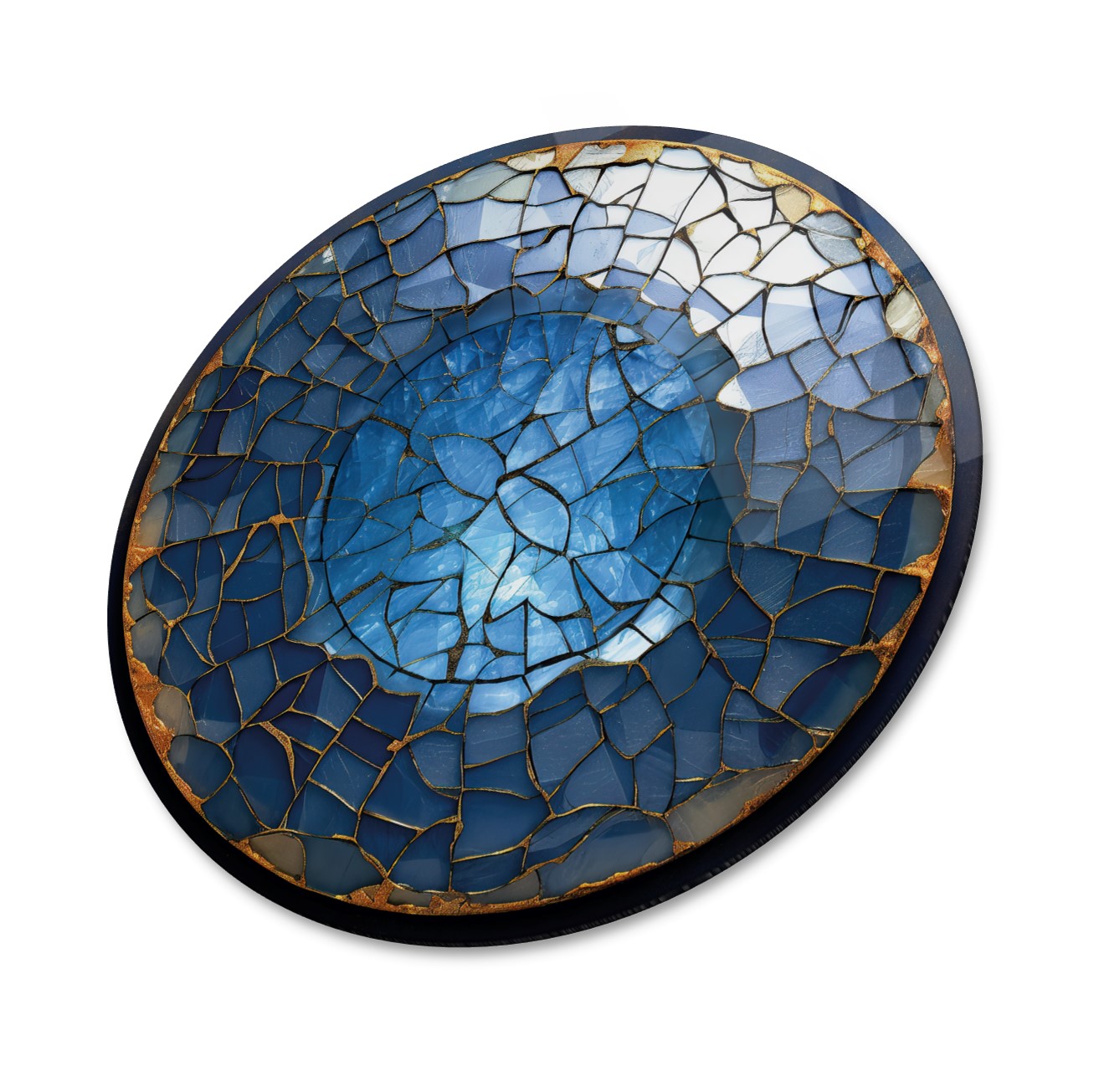 Soyut Mavi Yuvarlak Cam Tablo