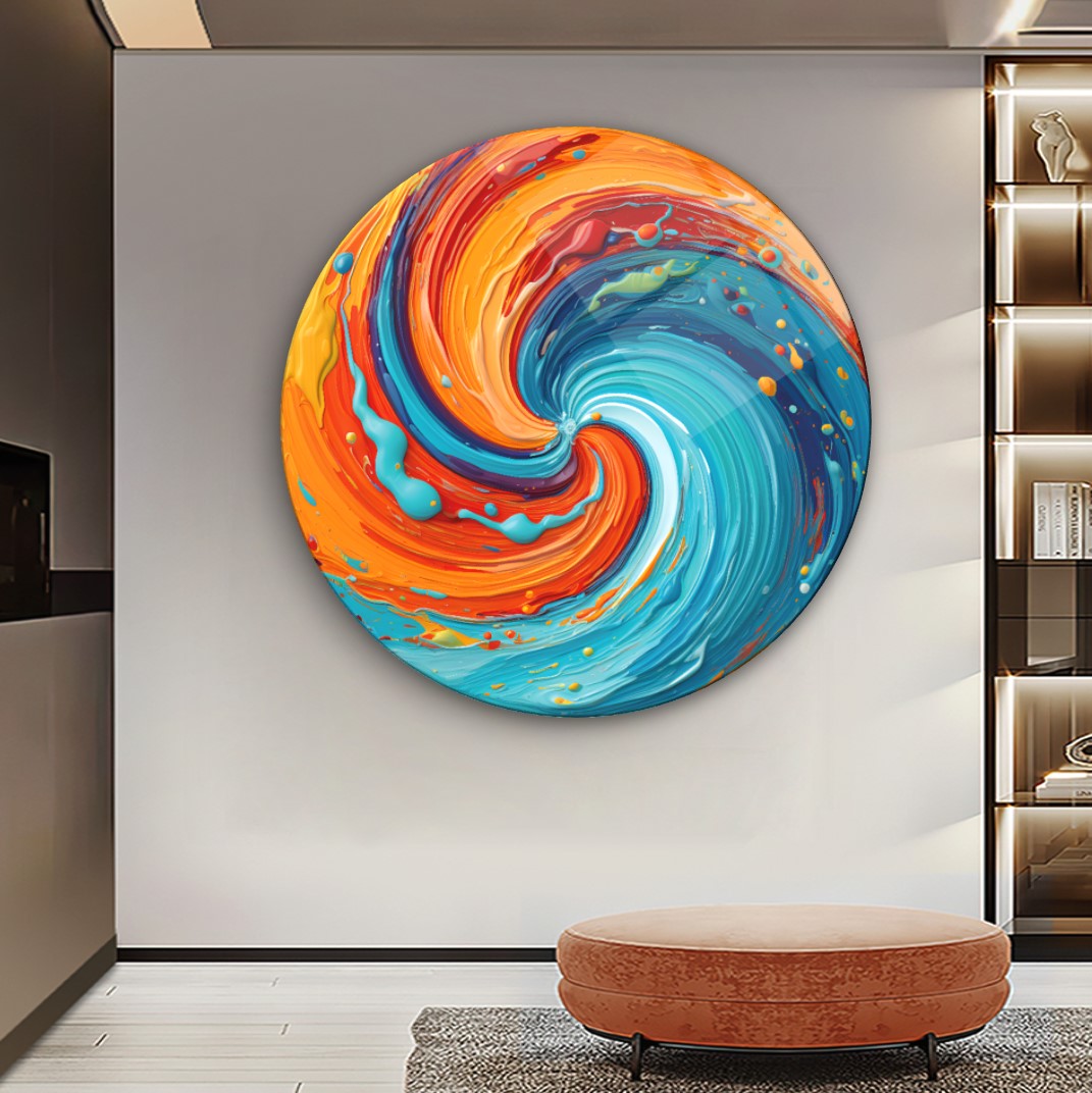 Soyut Yuvarlak Cam Tablo