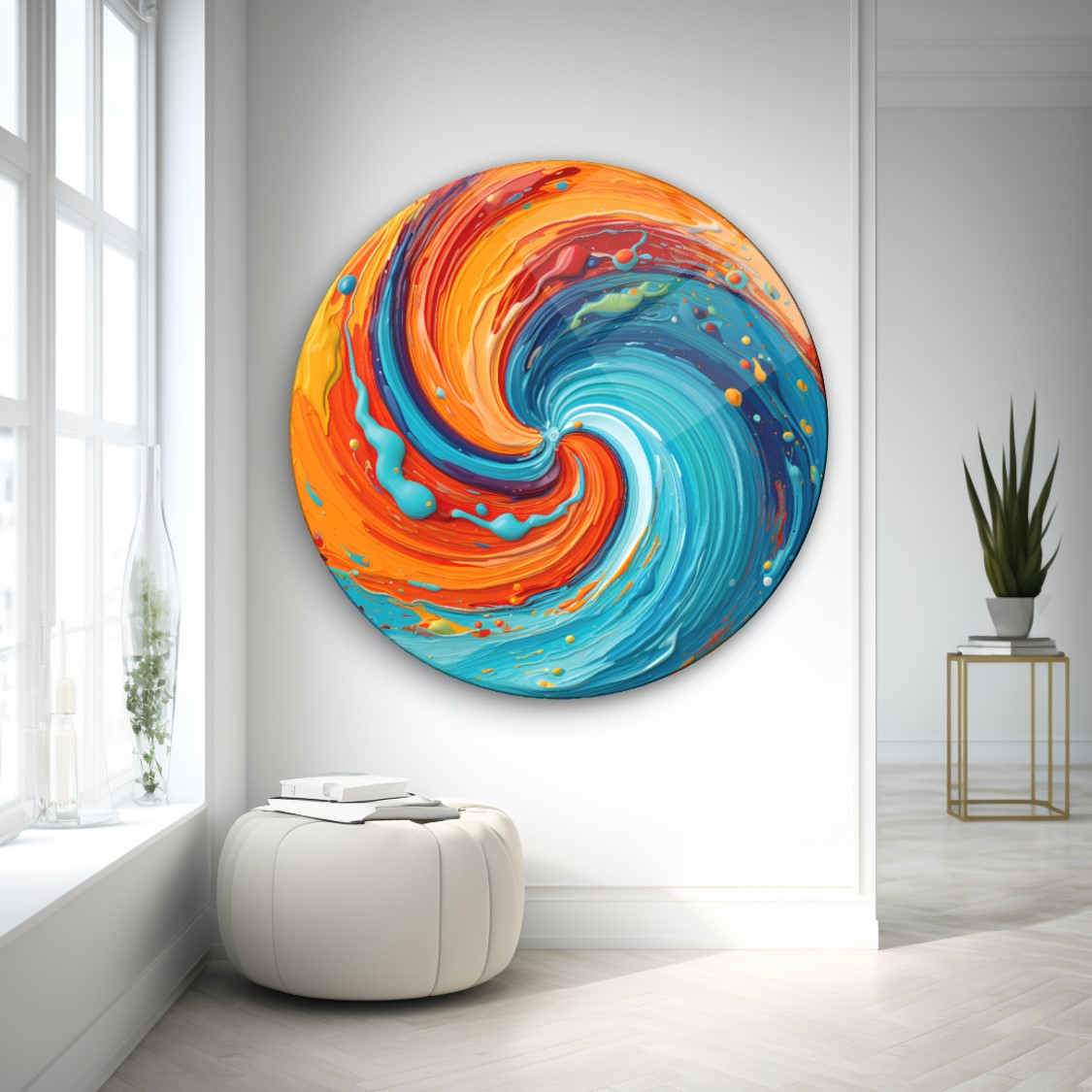 Soyut Yuvarlak Cam Tablo