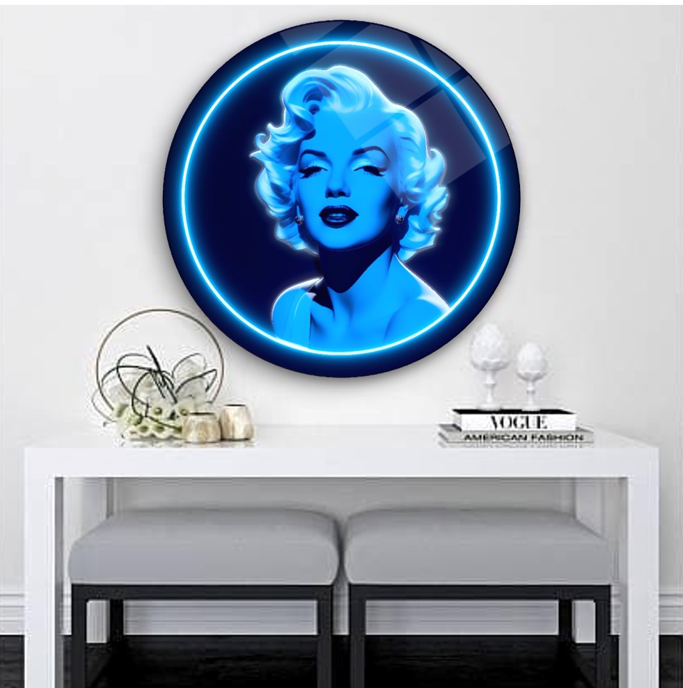 Neon Görünümlü Marilyn Monroe Cam Tablo