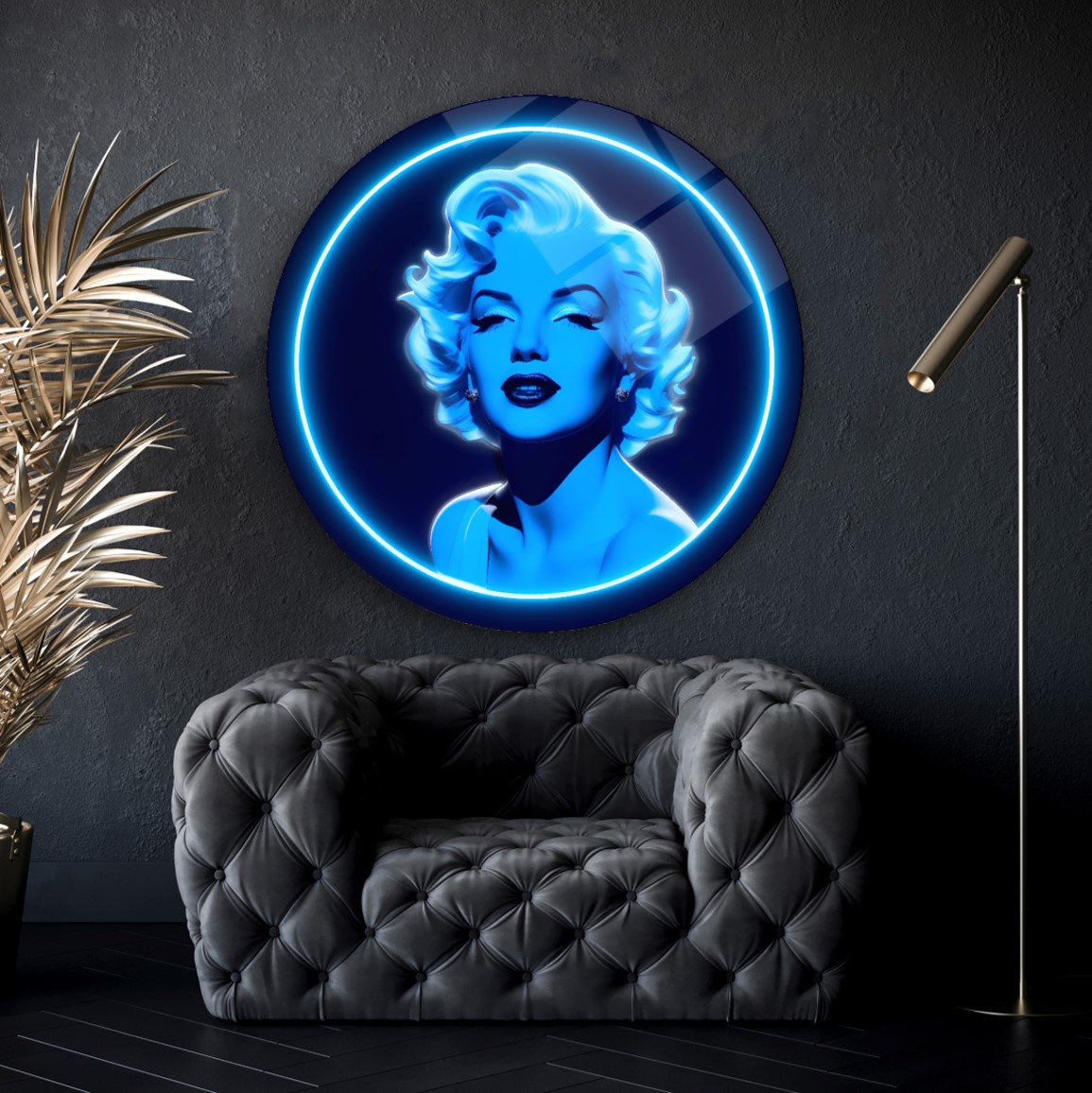 Neon Görünümlü Marilyn Monroe Cam Tablo