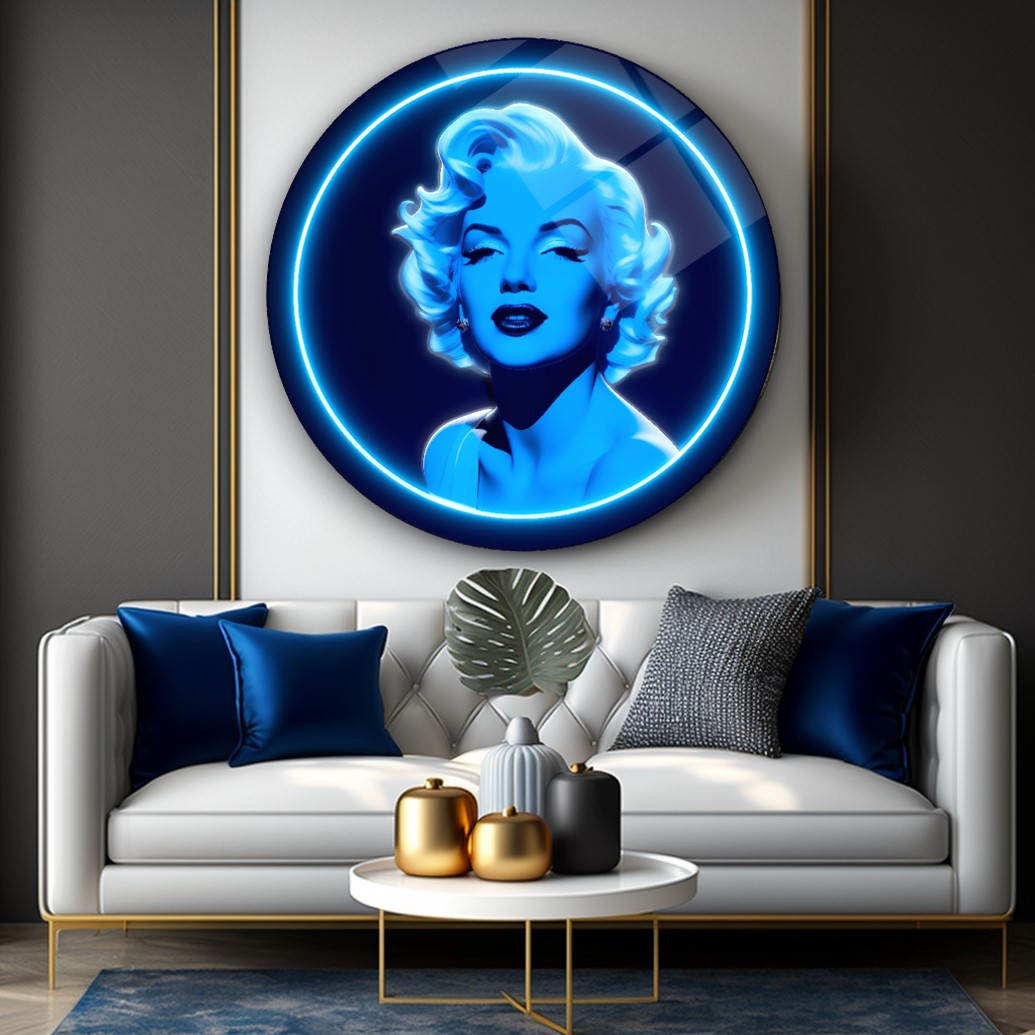 Neon Görünümlü Marilyn Monroe Cam Tablo