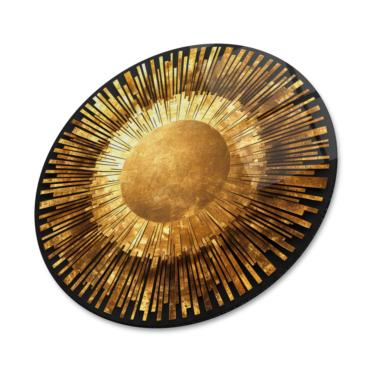 Gold Soyut Yuvarlak Cam Tablo